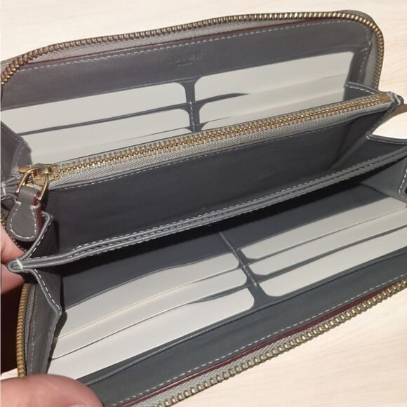 Loewe Monogram Zip Round Long Wallet Gray Marron in EUC with Dustbag Vintage - Picture 6 of 13